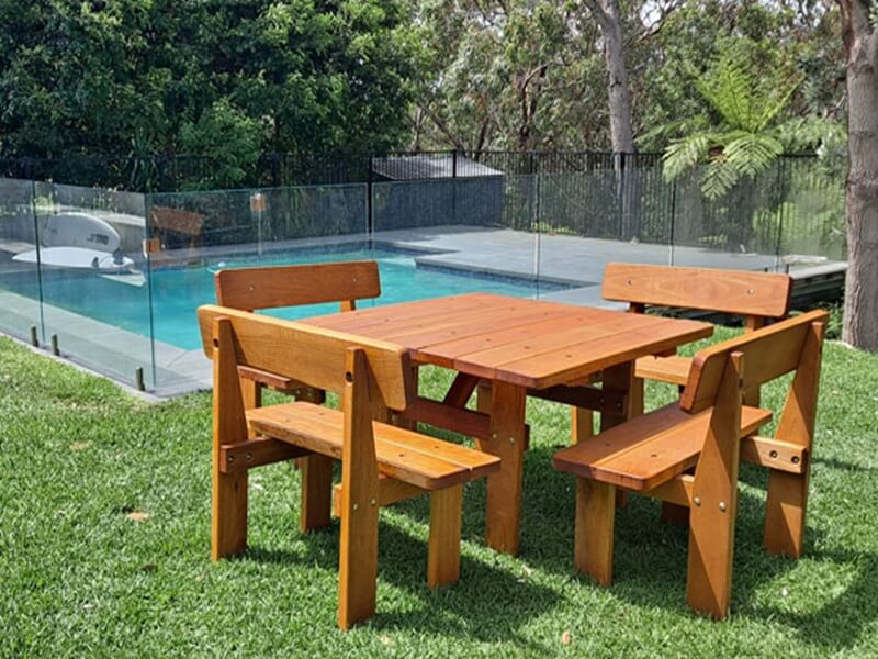 Beautiful square table with four bench seats