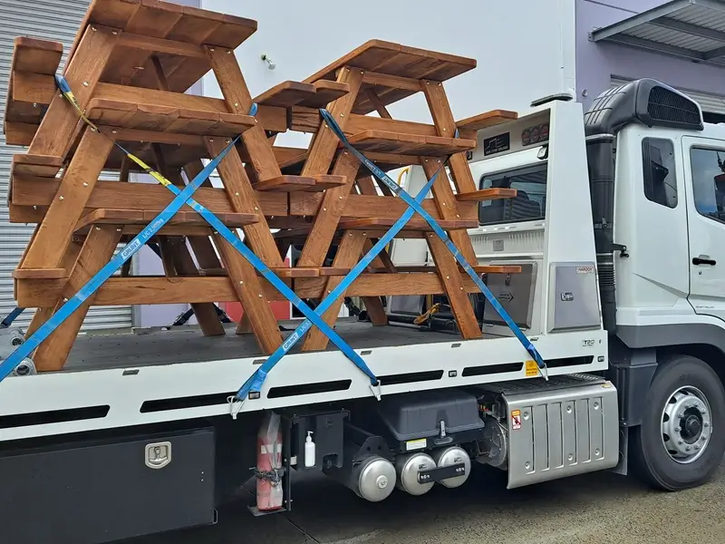 Billabong picnic tables being delivered to Brisbane, Queensland