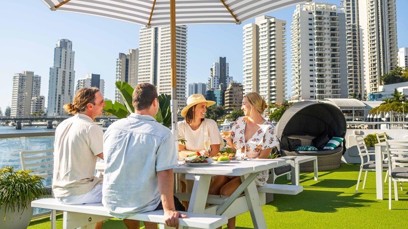Seaworld cruises picnic table on a boat