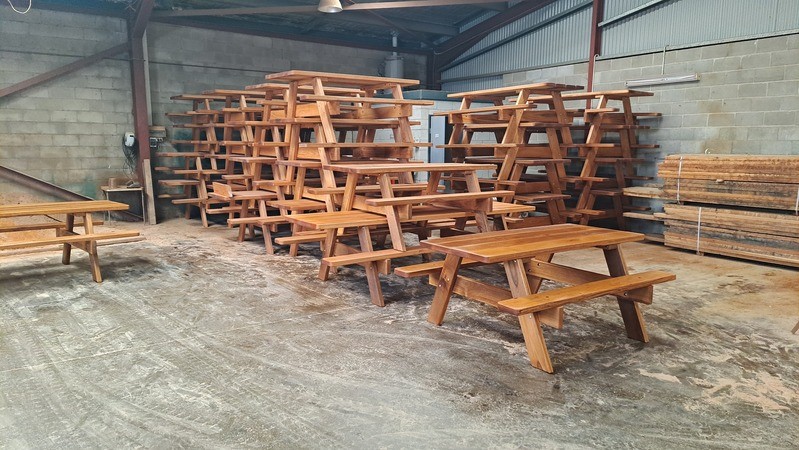 Picnic tables in stock and ready to go