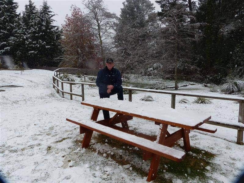 A snow-covered durable table in the Blue Mountains