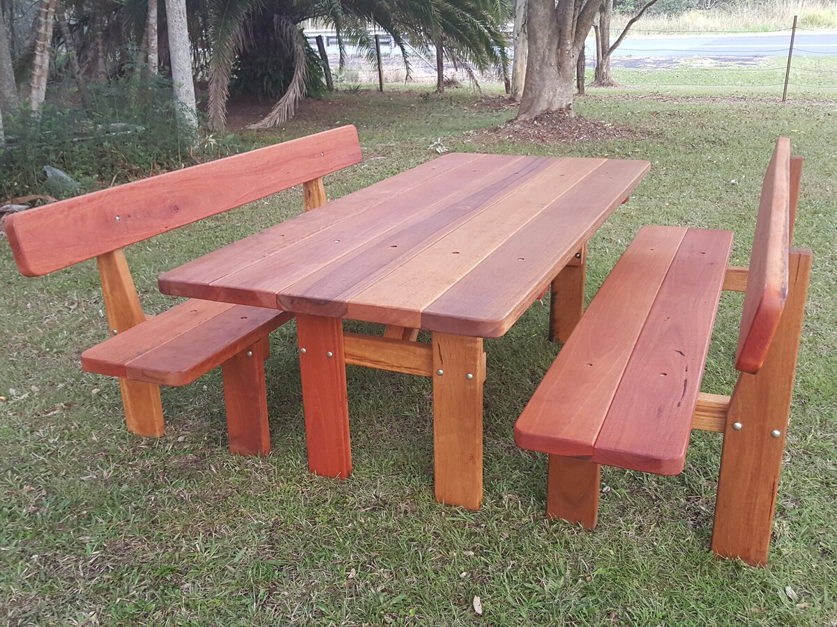 Billabong three-piece hardwood picnic table at a bowling club